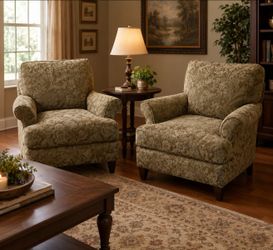 Pair of Floral Upholstered Accent Chairs