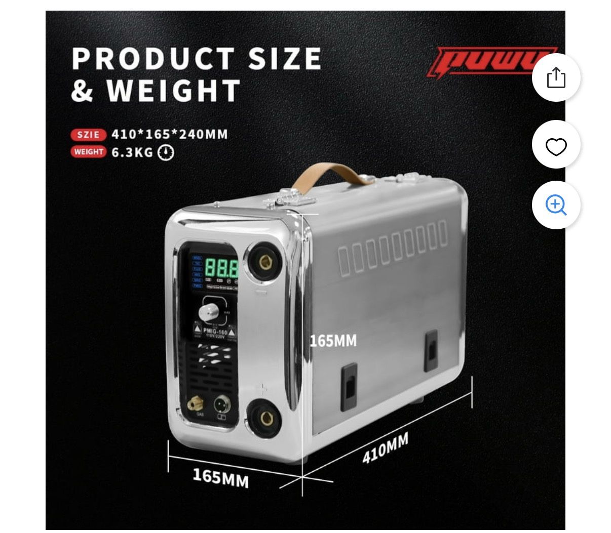 Puwu mig-160pro,110v/220v Multiprocess Welder, 6-in-1 MIG Flux Core with Igbt & LED, Size: 34.95 lbs