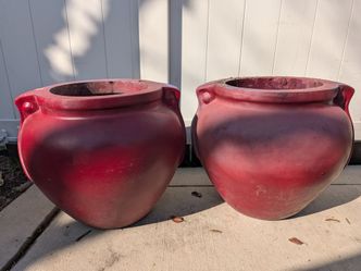 Fiberglass plant pot, 17" tall and wide, pair
