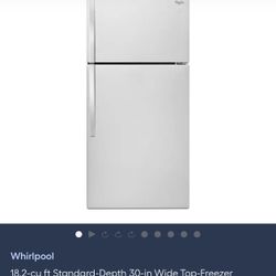 Whirlpool 18.2cu ft 30in Wide Top Freezer Refrigerator 