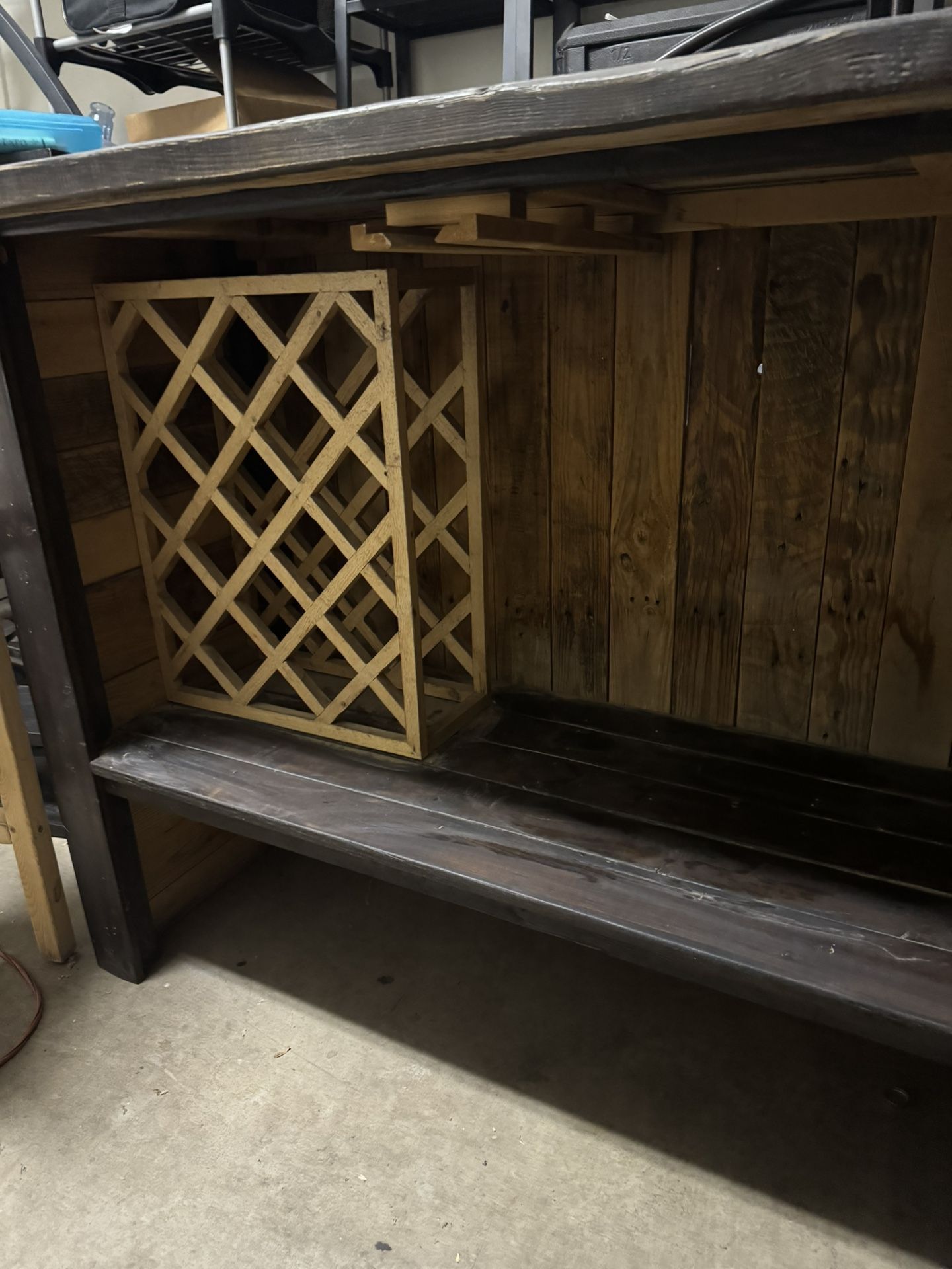 Wooden Table Bar with Wine Rack