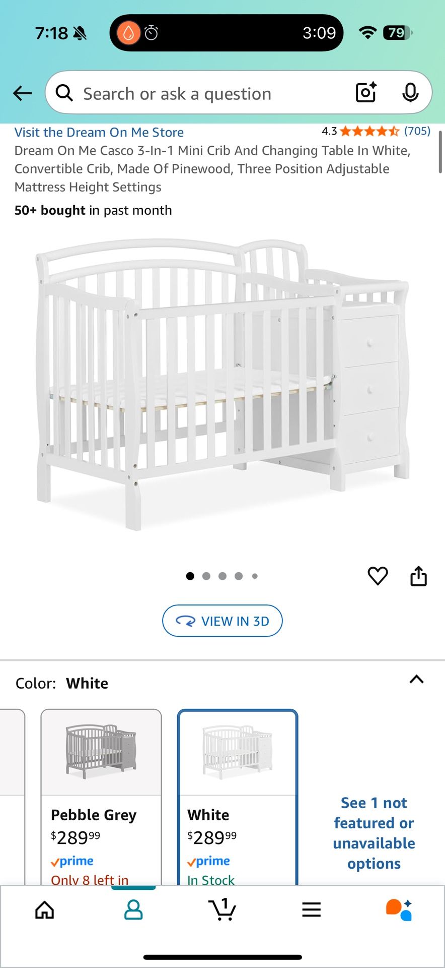Dream on Me Mini crib with drawers and changing table