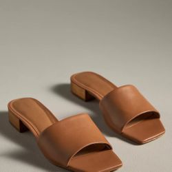 The Coralie Mule  Leather Tan Slide Sandals by Maeve size US 9 (40) Brand New
