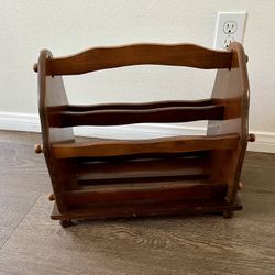 Vintage Disassembled Solid Wooden Magazine Rack Holder