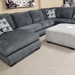 Ballinasloe Platinum & Smoke Sectional & Couch & Sofa