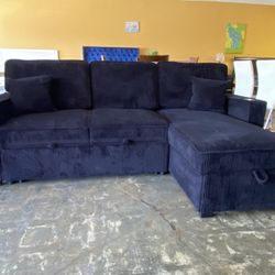 Sleeper Corduroy Sectional Black