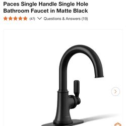 KOHLER-Paces Faucet Single Handle Single Hole Bathroom  Matte Black New in Box