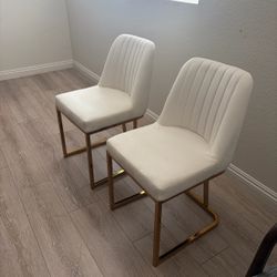 White Velvet Dining Chairs with Gold Legs – Set of 2