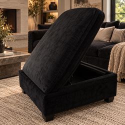 Black Upholstered Storage Ottoman BRAND NEW