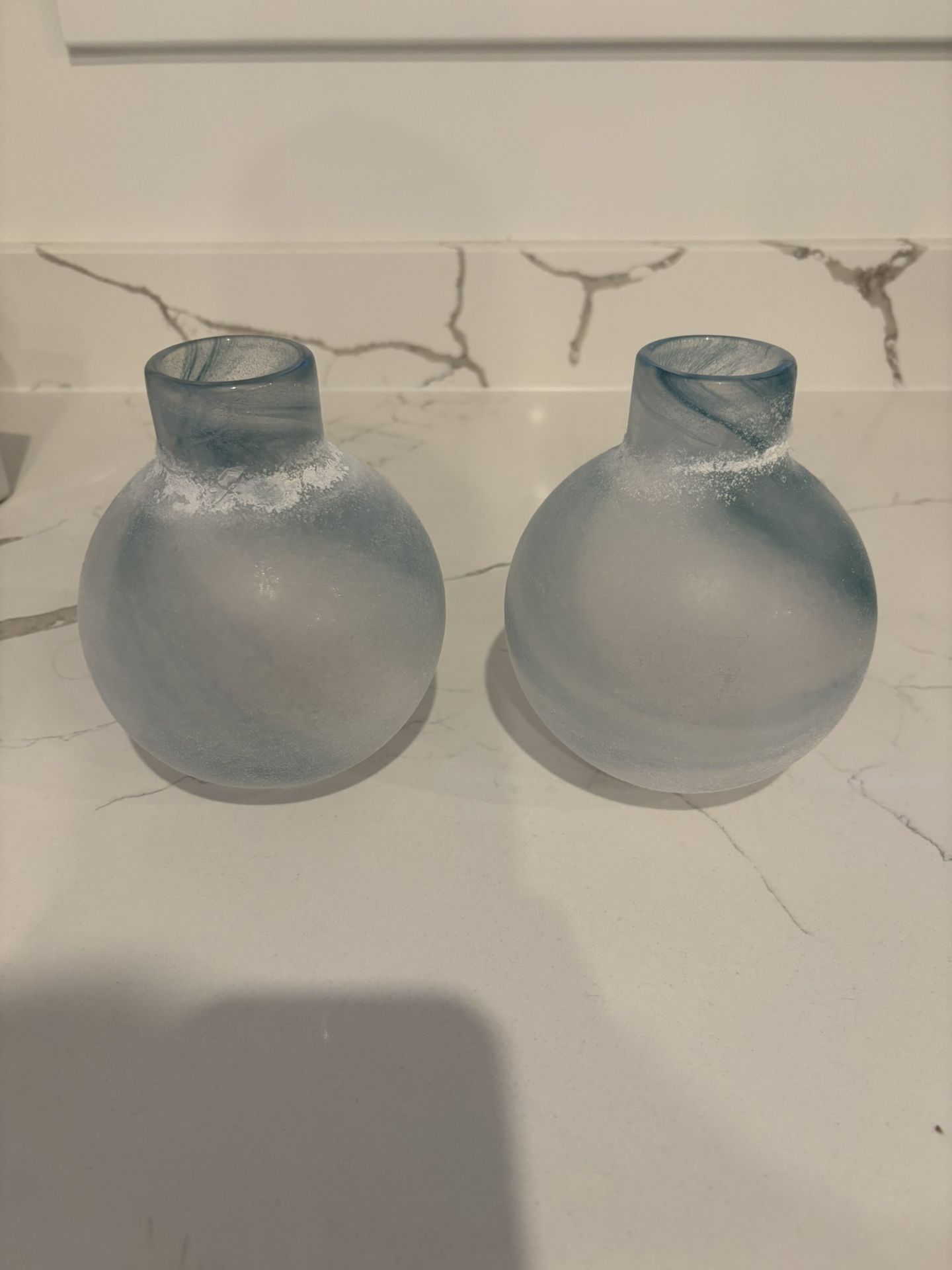 **Best Offer, Not Free** New - Frosted blue/white vases