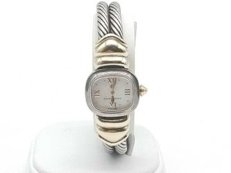 David Yurman  Silver & Gold Double Cable 18mm Watch Jr0609scrmia