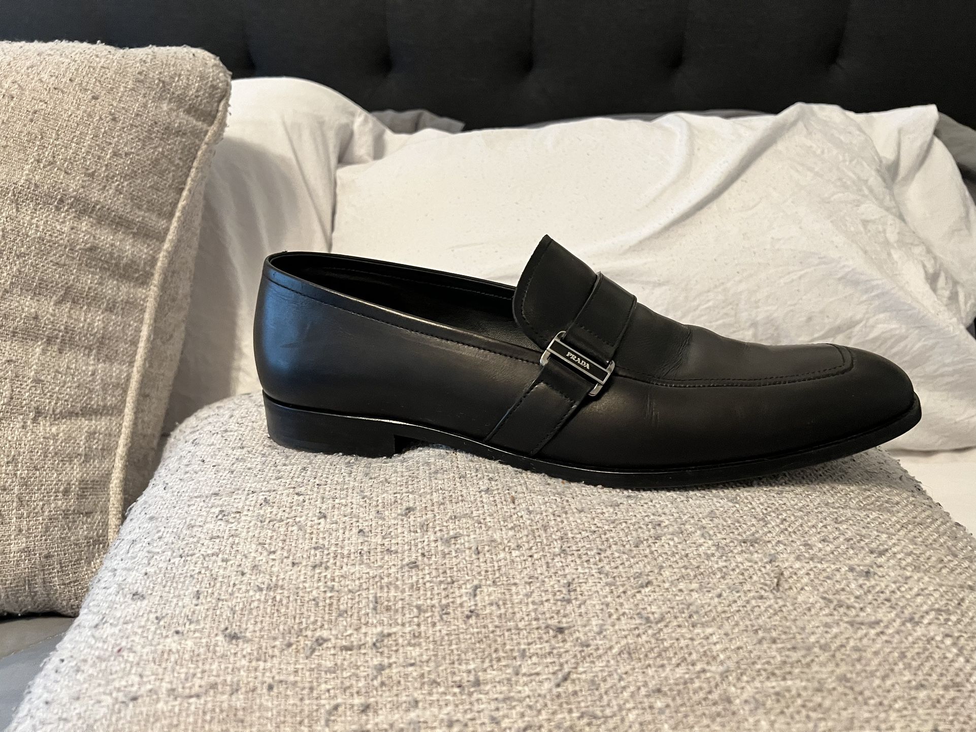Prada Black Leather Dress Loafer