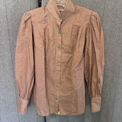 Frontier Classics Plaid High Neck Western Praire Blouse Reenactment Costume Med Victorian 