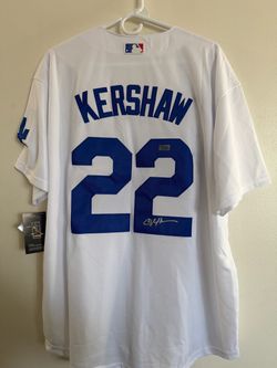 CLAYTON KERSHAW SIGNED LOS ANGELES DODGERS AUTOGRAPHED NIKE JERSEY W/COA L 26-03