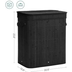 SONGMICS Laundry Hamper w/ Lid Removable Machine Washable Basket 26.4 Gal - Black