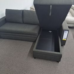 2pcs sectional sofa w/storage chaise & pullout bed