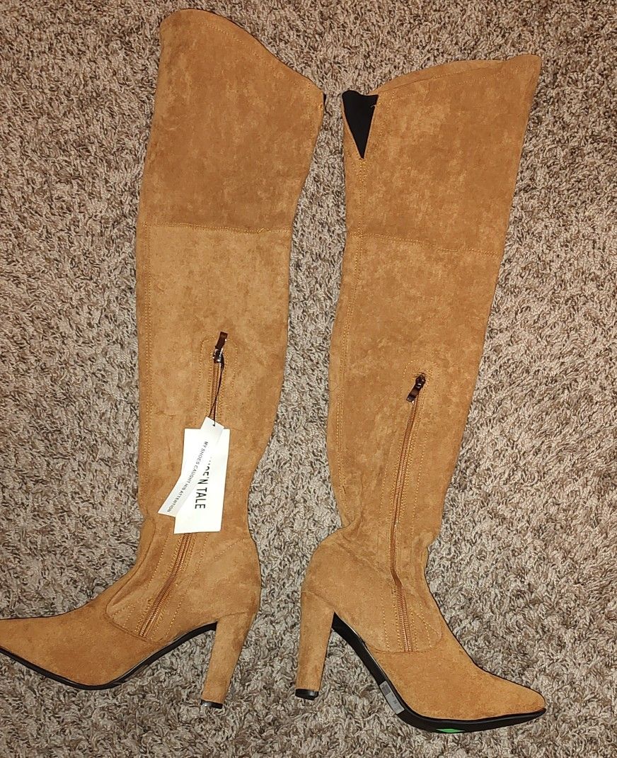 New
Suede Camel Brown Show 'N Tale Boots- Size 39/US 8