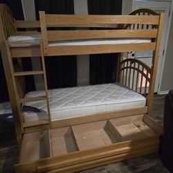 Twin Bunk Bed With Mattresses And Storage 