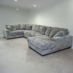 Fog Gray U Shaped Modular 5 Piece Sectional Couch With Chaise Set ✨ Color Options ⭐$39 Down Payment with Financing ⭐ 90 Days same as cash
