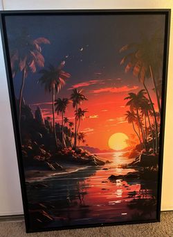 Framed canvas beautiful sunset wall art