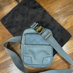 Vintage Gucci Guccissima Blue Leather Unisex Crossbody/Side/Waist Bag 