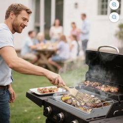 Yacona Stainless Steel Griddle for Gas Grill, Flat Top Griddle with Grease Groove, Stove Top Grill Pan