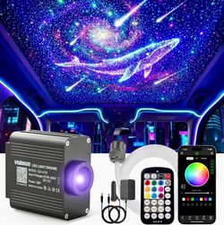 VOLISUN 16W Twinkle Starlight Headliner Kit for Car,500pcs 0.03in 9.8ft Fiber Optic Star Lights,RGBW Star Ceiling Light,APP & Remote Control,Interior