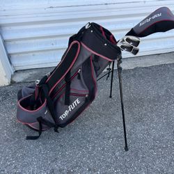 Top-Flite 6-Way Golf Stand Bag with 4 Left Hand Clubs Irons 3,7,8 and 460cc Driver