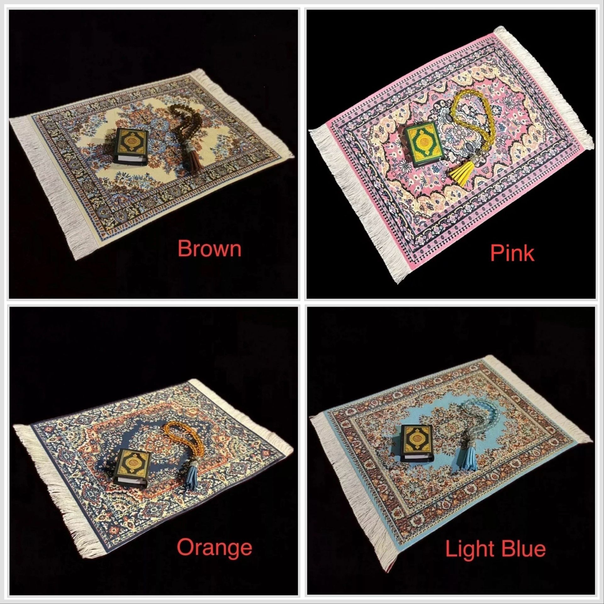 3pc American Girl 18” Doll Islamic Prayer Rug, Prayer Beads & Quran Playset