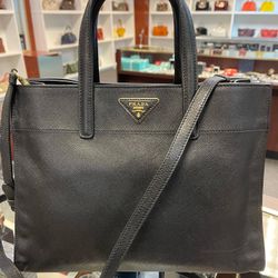Prada Saffiano Black Leather Handbag 👜 