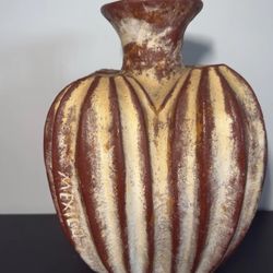 Vintage Mexican Pottery Vase 13” – Rustic Boho Decor