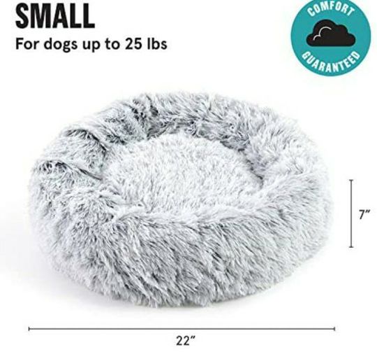 2-in-1 Memory Foam Donut Cuddler Dog and Cat Bed | Orthopedic Joint Relief Fur Crate Lounger for Pets, Machine Washable + Removable Cover | Waterproof