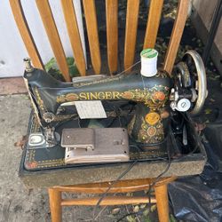 Singer Manufactured Black And Gold Sewing Machine 
