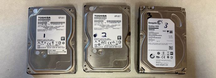 3 Used 3.5" Desktop Hard Drives