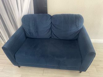 Blue Velvet love seat