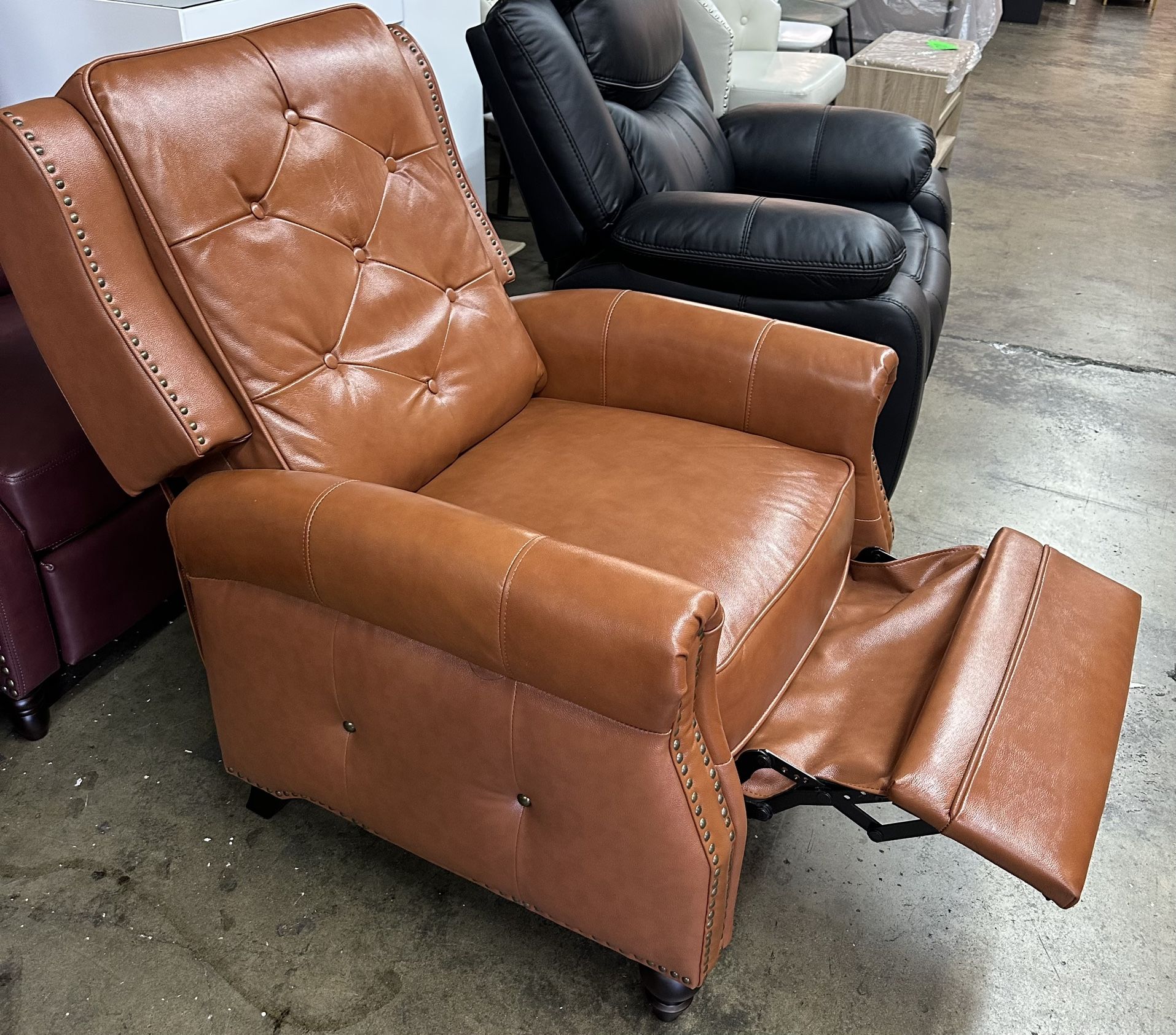 New assembled Recliner Chair, Single Sofa Recliner Chair with Wingback, Leather Accent Chair with Rivet Decoration for Living Room Bedroom Club Cafe,