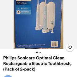 Philips Sonicare Optimal Clean Rechargeable Electric Toothbrush,(Pack of 2-pack)