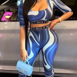 Blue Pucci Legging Set 