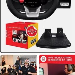 EVORETRO FURY GT-EV3 Racing Wheel and Pedals: Xbox, PC, PS4, and Nintendo Switch Games