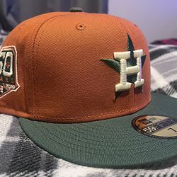 7 Houston Astros New Era 59 Fifty Fitted Hat. Brown With 60 Yr Patch. New NWT