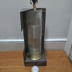 Allen And Roth Brass And Glass Table Lamp With Light Bulb Sealed In Box