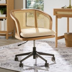 NEW High End Adjustable Office Chair W/ Cushion, Wicker Computer Chair W/ Arm Rest !