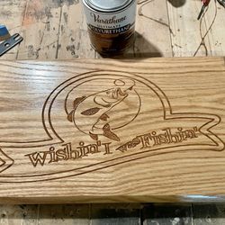 Wishin I Was Fishing Plaque 