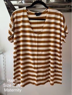 Hatch Maternity women’s shirt striped short sleeve top Size 2 / Medium h