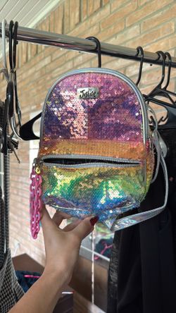 Justice Rainbow Sequin Mini Backpack Holographic Y2K