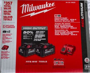 Milwaukee M18 18-Volt Lithium-Ion High Output Starter Kit with Two 6.0 Ah Battery and Charger