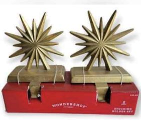 Wondershop 2pk Starbrust Distressed Gold Stocking Holder