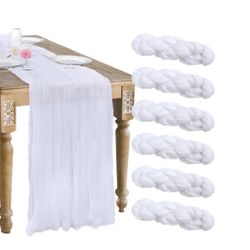 6 Pack White Sheer Cheesecloth Fabric Table Runner 10FT NEW!! NWT