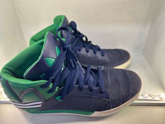 Adidas Navy Blue Green High-Top Sneakers 6.5 fair condition