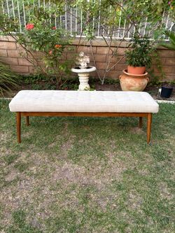 Mid-Century Modern Tufted Upholstered Bench